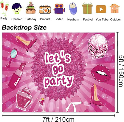 7x5ft Shiny Pink Neon Happy Birthday Decoration Backdrop for Princess Lady Girls Women Theme Party Glitter Pink Bokeh Table Wall Decorations Banner Sparkle Birthday Photo Booth Background