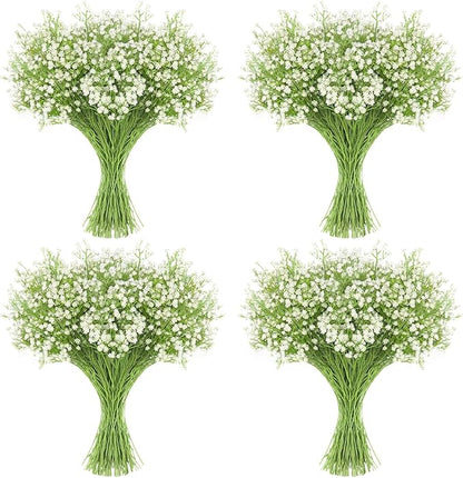 JIFTOK Babys Breath Artificial Flowers, 60 Pcs Fake Flowers Gypsophila Bouquet Fall Flowers Artificial for Decoration, Real Touch Silk Flower for Wedding Christmas DIY Party Home Garden Office(White)