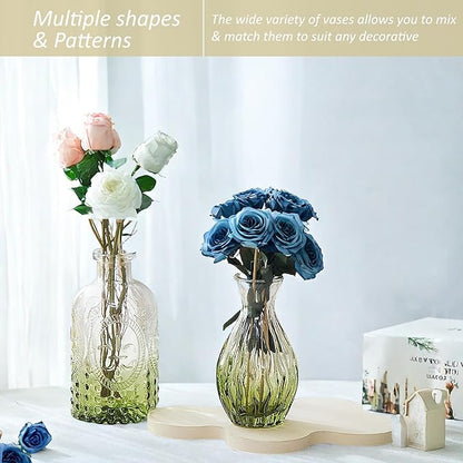 Glass Bud Vases Set of 36PCS, Small Flower Vases for Wedding Centerpiece Table Decoration, Vintage Vase in Bulk for Flower Arrangements, Mini Vase for Birthday Party, Festival Home Decor,Green