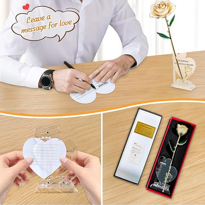 Sinvitron Gold Dipped Infinity Rose Forever Flower Decor, Resin Preserved Real Rose Birthday Gift for Women, Anniversary Present for Mom (White)