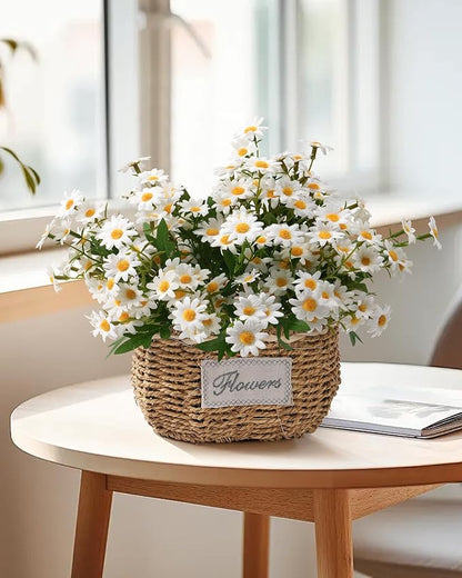 Artificial Flowers, 12 Bundles Daisy Flowers for Outdoors Planters (144 Blooms), Fake Wildflowers, Faux Plants with Silk Daisies for Front Porch Garden Patio Home Aesthetic (White)