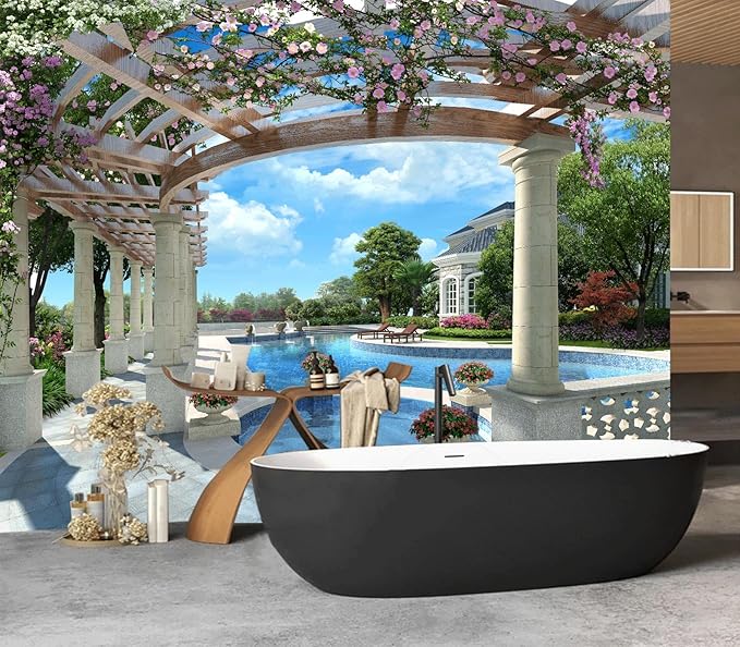 Cliouar-Backyard Villa with Swimming Pool Wall Mural Wallpaper Peel and Stick 90" x 67"