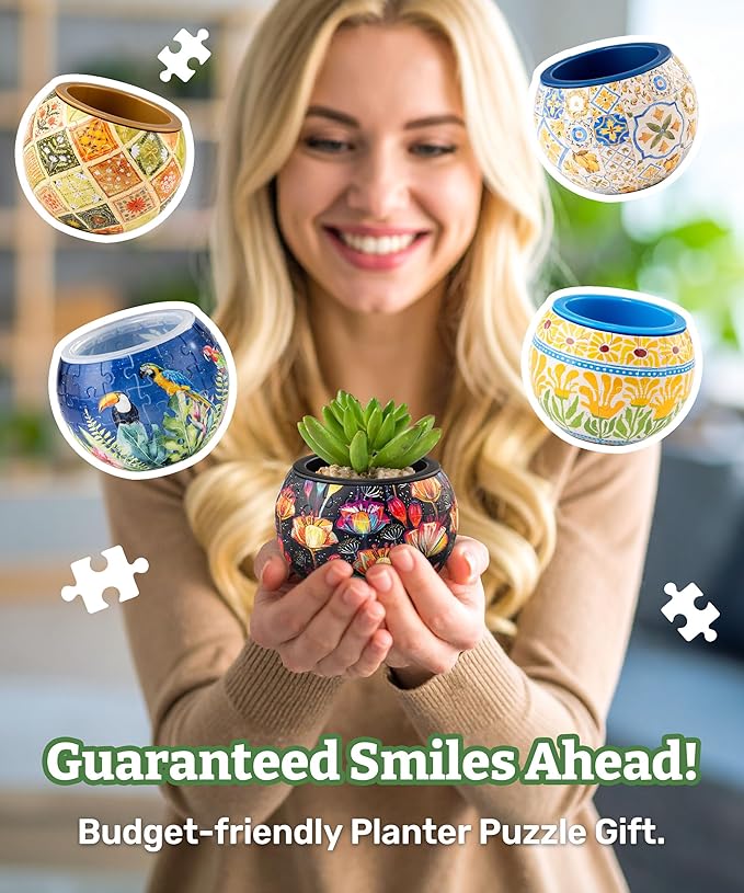 PieceRelax 3D Puzzle Planter 80 Pieces - Flower Pot - Little Garden, Home Decor Flower Pots for Indoor Cactus, Succulents Pots [K1116]