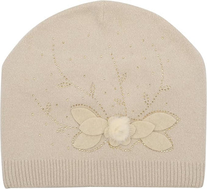 ZLYC Women Floral Slouchy Beanie Hat Double Layer Winter Knit Skull Cap