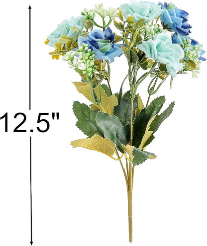 KAOYOO 2 PCS Artificial Rose Bouquet Short Stems for DIY Wedding Decoration Bridal Bouquet Home Decorations(2-PCS)