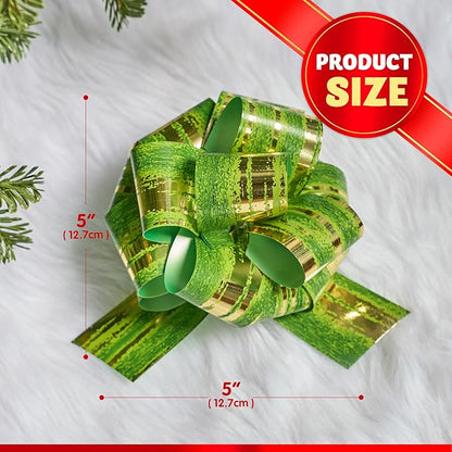 JOYIN 24 PCS Christmas Ribbon Pull Bow, 5" Gift Wrapping Pull Bow, Xmas Gift Accessory for Christmas Present Wrapping, Party Decorations, Boxing Day Decorations, Holiday Decor