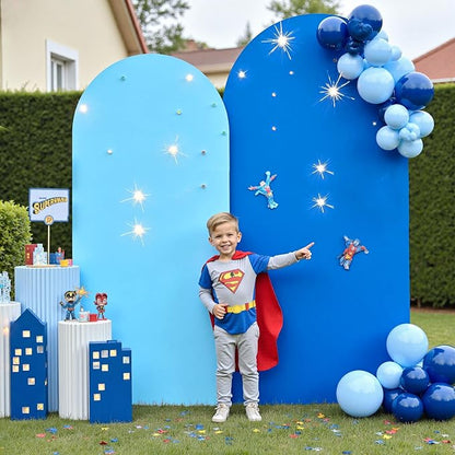 Blue Royal Blue Arch Backdrop Cover Set of 2-7.2ft 6ft Dual Color Wedding Arch Cover,Wrinkle Free Stretchy Spandex Fitted Chiara Arch Stand Cover for Boss Baby Birthday Party Photo Photography