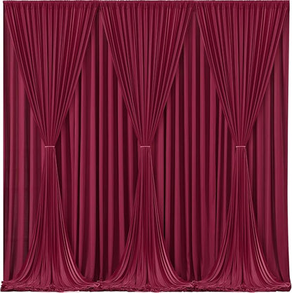 Burgundy Backdrop Curtains 6 Panels - Wrinkle-Free Polyester Photography Drapes for Baby Shower & Birthday Party - 24 X 10FT