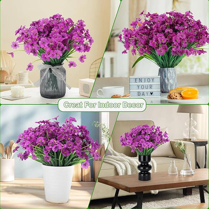 20 Bundles Artificial Flowers for Outdoors or Indoor Garden Home Decoration,No Fade Fake Flowers Faux Plants for Decoration Hanging Planters,Porch Window Box Garden Wedding Farmhouse Fake Plants