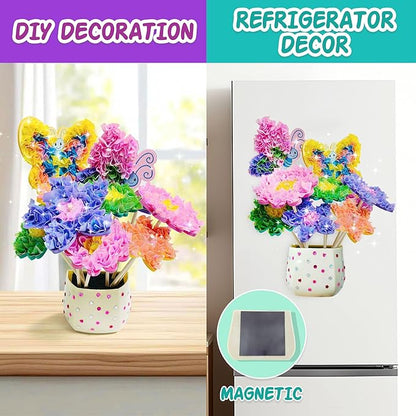 AGENTLAN Art & Craft Activity, Poke Fun Flower Bouquet Craft Kit, Fun & Easy Art Kits for Kids, DIY Garden Kids Activities, Gifts for Girls and Boys 3 4 5 6 7 8 9