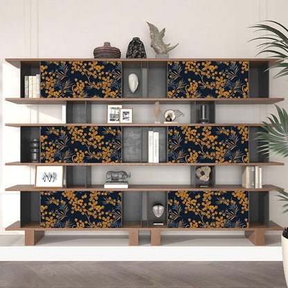 Boho Wallpaper Peel and Stick Leaf Wallpaper for Kitchen Vintage Contact Paper 17.5" x 118" Waterproof Vinyl Self Adhesive Dark Floral Wall Paper for Bedroom Walls Cabinet Locker Decor