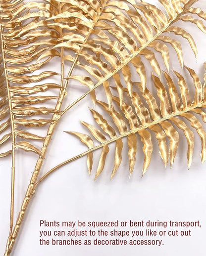 PASYOU Artificial Plants Christmas Decor, Gold Fake Flowers Shrubs Plastic Grass Leaves Indoor Outdoor Home Garden Party Hotel Verandah Wedding Event Faux DIY Decoration - 30 Inch Golden 2 Bunches