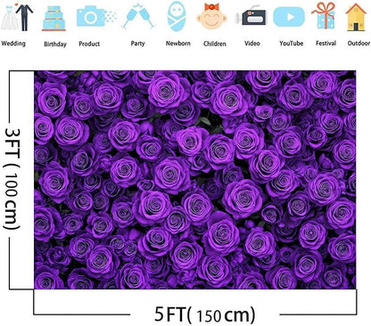 6 x 4 ft Purple Flower Floral Backdrop Background Photography Flower Wall Lavender Backdrop for Party Wedding Girls Birthday Princess Mother's Day Bridal Shower Anniversary Banner Decor Studio Photo