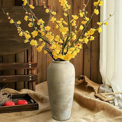 15 Inch Farmhouse Decor Ceramic Rustic Vase,Beige Handmade Flower Vases for Centerpieces,Pottery Vase for Living Room,Kitchen & Bedroom Decor,Vintage Ceramic Vases for Wedding