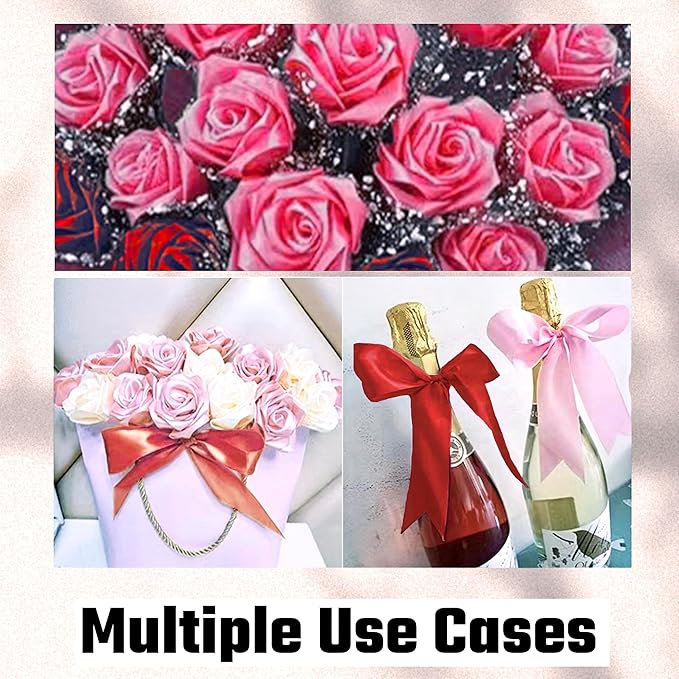 1-1/2 Inch Pink Satin Ribbon, 22 Yards Double Faced Fabric Ribbons for Gift Wrapping, Bouquet, Garland, Bowknot, Hair, Crafts, Balloons, Party Decoration