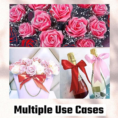 1 Inch Red Satin Ribbon, 22 Yards Double Faced Fabric Ribbons for Gift Wrapping, Bouquet, Garland, Bowknot, Hair, Crafts, Balloons, Party Decoration