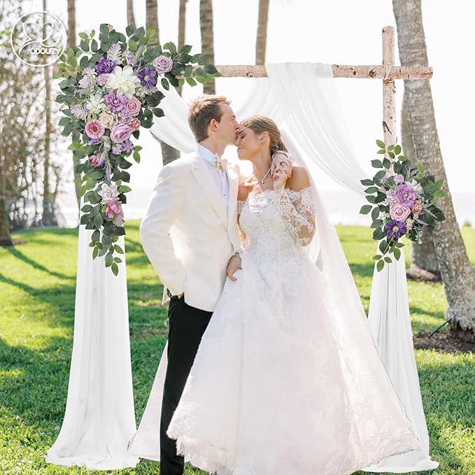 Wedding Arch Flowers,Artificial Flower Arch Decor,2pcs Artificial Flower Arrangement for Wedding Decor Reception Backdrop Floral Decorations (Light Purple)