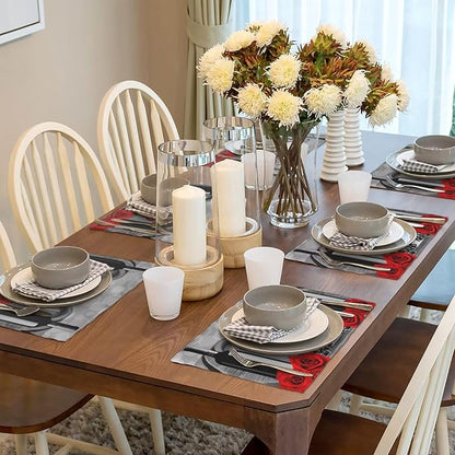 Wine Placemats Set of 6 Vintage Wooden Red and White Wines Linen Placemat Indoor Outdoor Party Home Desktop Kitchen Dining Room Decoration 12x18 Inch