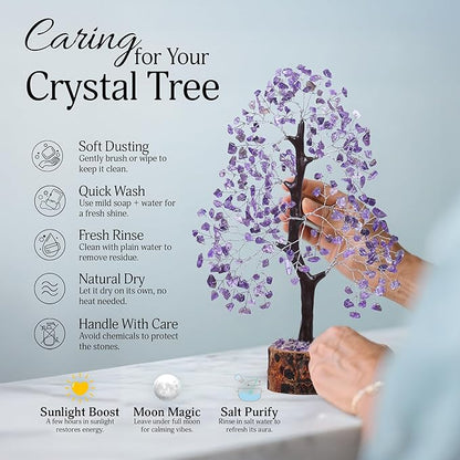 FASHIONZAADI Amethyst Crystal Tree - Chakra Crystals - Money Gem Tree - Purple Home Decor - Feng Shui Crystal - Chakra Crystals - Prosperity Stone - Gifts for Women