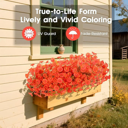 12 Bundles UV Resistant Fake Mums Silk Flowers Faux Mums, Fall Flowers Artificial for Decoration,Artificial Morning Glory for Thanksgiving Fall Decor Halloween Window Box Porch Outdoor Garden