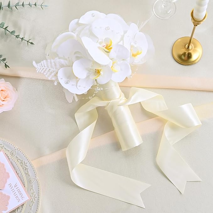 Double Face Ivory Satin Ribbon 2 inch X 25 Yards Polyester Ivory Ribbon for Gift Wrapping Very Suitable for Weddings Party Hair Bow Invitation Decorations and More