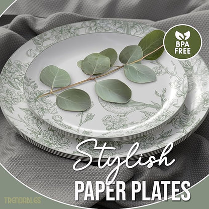 Trendables Floral Paper Plates 8.5 Inch & 10.5 Inch 80 Pcs Dinner Plate Set Fancy Disposable Plates for Party for 40 Guests 40 X 8 & 40 X 10 Large & Small Paper Plate Set for Parties Yaffa