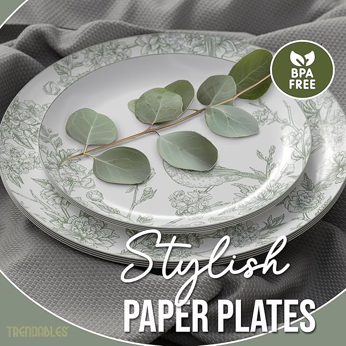 Trendables Floral Paper Plates 8.5 Inch & 10.5 Inch 40 Pcs Dinner Plate Set Fancy Disposable Plates for Party for 20 Guests 20 X 8 & 20 X 10 Large & Small Paper Plate Set for Parties Yaffa
