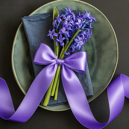 Fullive 1 1/2 Inch Violet Satin Ribbon, 30 Yards Ribbons for Crafts, Polyester Ribbon for Gift Wrapping for Birthday Graduate Valentines Day Decorations DIY Bows Wrapping Bouquet Floral Arrangements