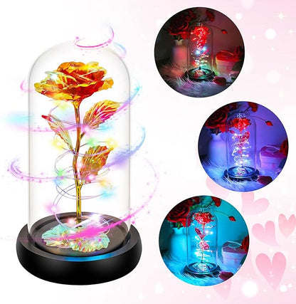 Childom Christmas Rose Gifts for Women,Birthday Gifts for Women Mom Christmas,Flowers for Delivery Prime,Rotating Red Light Up Rose in A Glass Dome,Anniversary Rose Gift for Her Valentines Day
