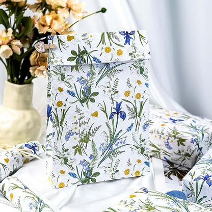 MAYPLUSS Floral Wrapping Paper Roll for Girl- 17 Inch X 33 Feet - Elegant Wild Flower Gift Wrap Paper for Bridal Shower, Wedding, Engagement, Birthdays