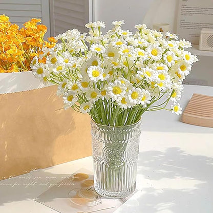 Artificial Daisies Flowers, 2 Bouquets (12 Stems) Small Faux Daisy Décor, Plastic Flowers for Garden, Porch, Window Box, Home, Wedding Decorations (Vase Not Inclouded)