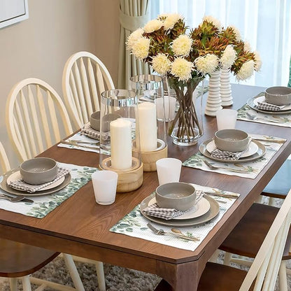 Eucalyptus Leaves Kitchen Table Placemats Set of 6 Rustic Green Plant Print Placemat Indoor Outdoor Party Home Desktop Dining Room Decoration 12x18 Inch