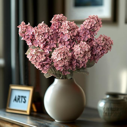 Fake Flowers Hydrangea Silk Flowers With Stems White Flowers Fake Flowers In Vase Hydrangea Artificial Flowers Winter Flowers Artificial For Decoration Vase Decor 24"（Red Rose ）8PCS Wthout Vase
