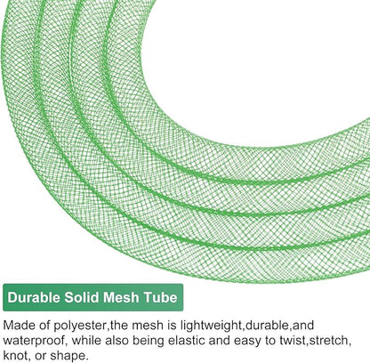 Mesh Tube Ribbon 25 Yards, 8mm Elastic Fabric Ribbons Mesh Tubing for Crafts/Gift Wrapping/Flower Bouquets/Wedding/Birthday/Holiday/Wreaths Christmas/Decoration[Grass Green]