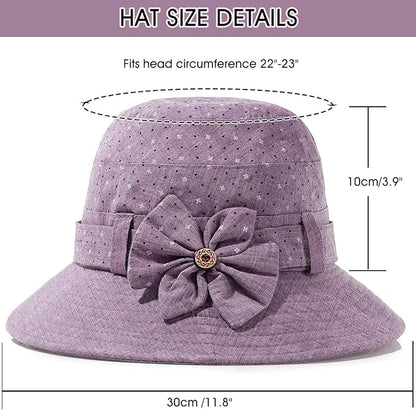 Glamorstar Cloche Hats for Women Vintage Bowler Hat Floral Fedora Bucket Hats