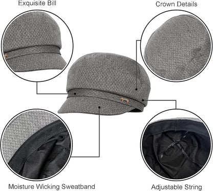 Women Retro Classic Visor Newsboy Cabbie Cap Beret Hats with Flower Buckle for Woman Ladies