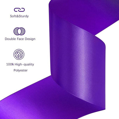 Purple Satin Ribbon 3 inch X 15 Yards Polyester Ribbon for Gift Wrapping Very Suitable for Weddings Party Hair Bow Invitation Decorations and More