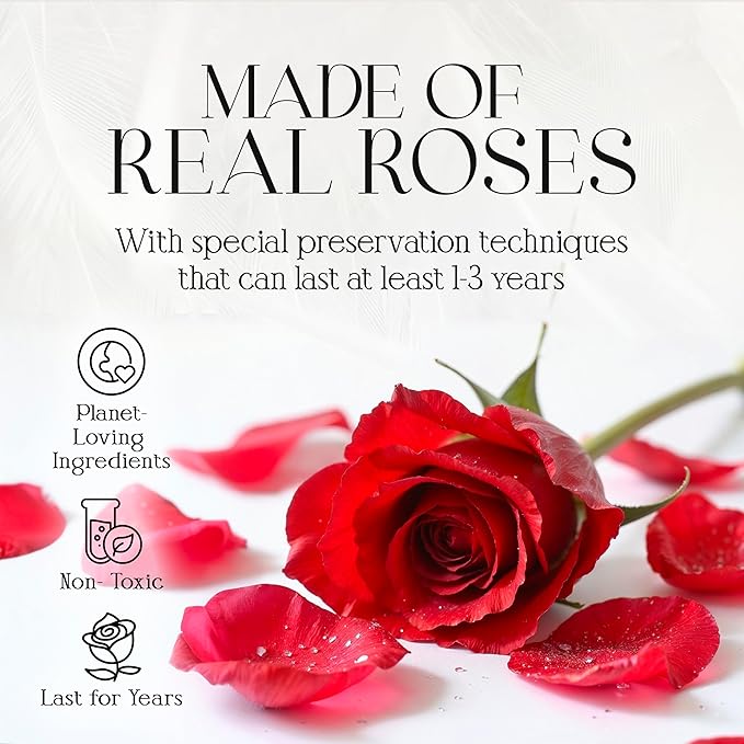 GLAMOUR BOUTIQUE Preserved Rose Single Heart Bouquet - Flowers Roses Eternal in a Box, Gift for Wife Anniversary, Birthday, for Her Flowers Eternal