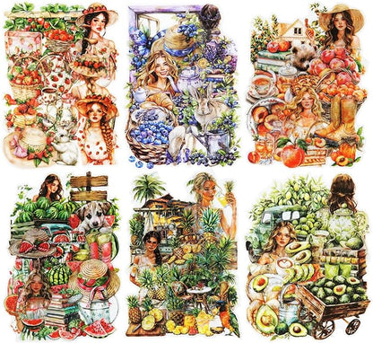 120Pcs Summer Themed Scrapbook Stickers, PET Ephemera for Journaling, Craft Supplies and Junk Journal