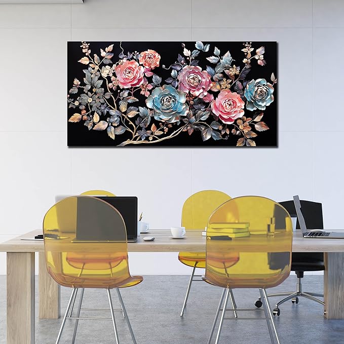 Flowers Canvas Wall Art for Office Colorful Prints Decor for Bedroom Wall Art for Living Room Large Size 29" x 58"