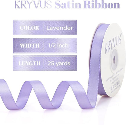 Lavender Satin Ribbon, Double Faced 1/2 Inch X 25 Yards Lavender Ribbon, Premium Satin Ribbon for Gift Wrapping, Crafts, Hair Bow Making, Sewing, Flower Bouquet, Wedding Party Decor