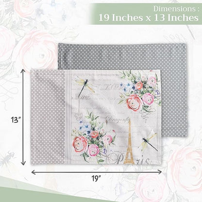 Maison d' Hermine Placemats Set of 2 100% Cotton Washable Cloth Place Mats, Reusable Table Mats for Kitchen Dining Decoration, Party, Wedding, Restaurant Spring/Summer (Champ De Mars, 13" x 19")