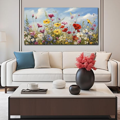 Flower Canvas Wall Art for Office Women Colorful Paintings for Wall Floral Wall Decor for Bedroom Teen Girl 24 x 48 Inch