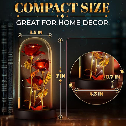 KETAR Rose in Glass Dome – LED Glass Rose Flower Lights, Romantic Flowers Roses for Home Decor, Christmas & Birthday Gifts for Women | Gifts for Mom, Grandma, & Girlfriend – Elegant Lighting Solution