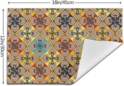 Placemats Set of 4 PVC Woven Place Mats Heat Resistant Easy to Clean for Indoor Outdoor Party Kitchen Dining Table Decoration 12"x18",Boho Style