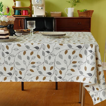 Rectangle Table Cloth,100% Waterproof Tablecloth Oil Proof Spill Proof Vinyl Table Cloth, Wipe Clean Plastic Table Cover for Dining, Camping, Indoor and Outdoor 54" x 102",Leaf