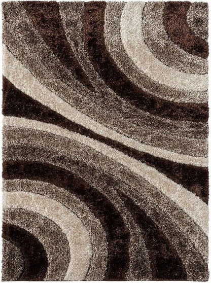 LUXE WEAVERS Lantanas Collection 7070 Brown 5x7 Modern Shag Geometric Area Rug
