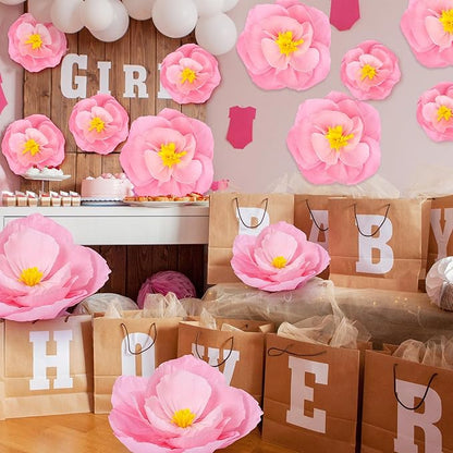 Giant Paper Flowers Artificial Large Paper Flower Decoration for Handcrafted Wall Backdrop Christmas Mexican Wedding Graduation Bridal Shower Birthday Party Supplies(Gradient Pink,24 Pcs)