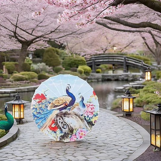 Chinese Japanese Handmade Parasol Umbrella,Asian Decoration DIY Art Dance Classical Umbrella for Wedding Parties Photography Costumes Cosplay