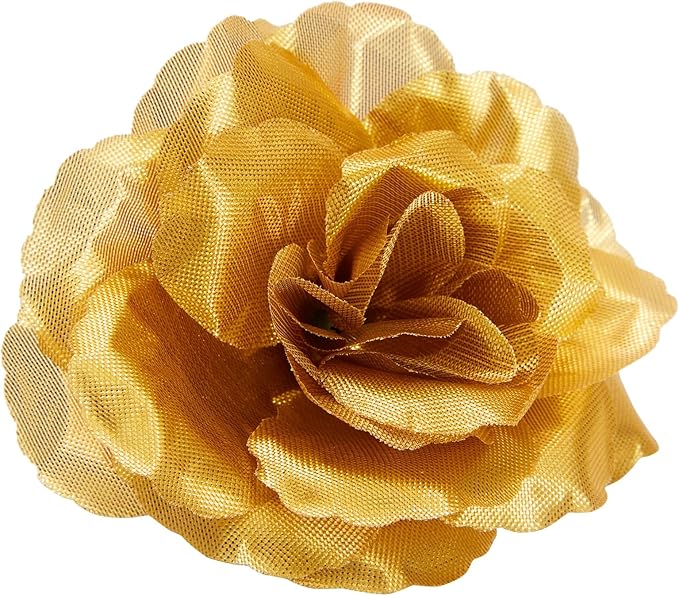 Bright Creations Gold Flowers Artificial Roses - 50-Pack, 3 in, Stemless Silk Rose Heads for Home & Wedding Decor & Faux Bouquets & Floral Accents